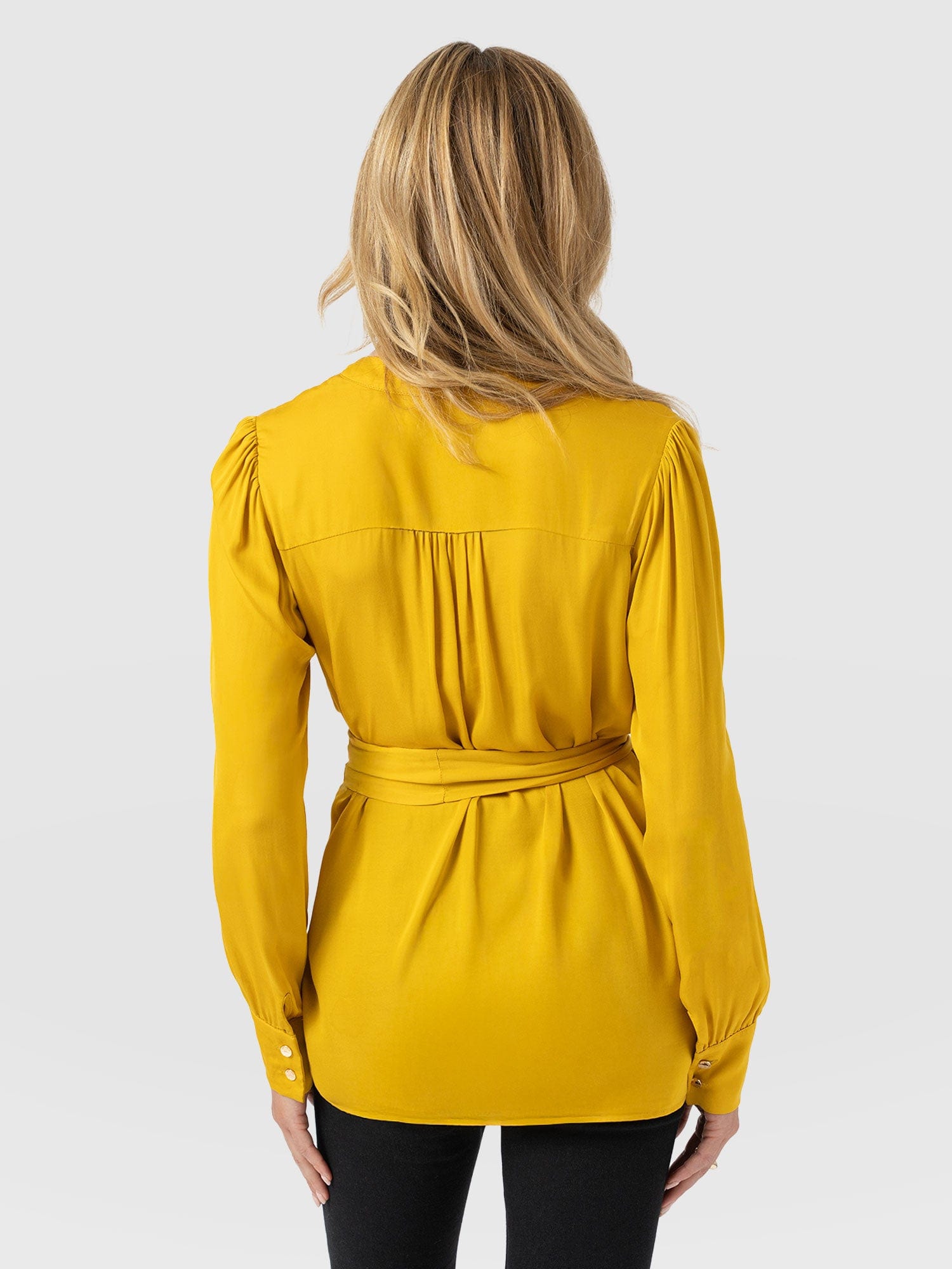 Joselyn V Neck Blouse - Golden Yellow - Women's Blouses | Saint + Sofia® USA
